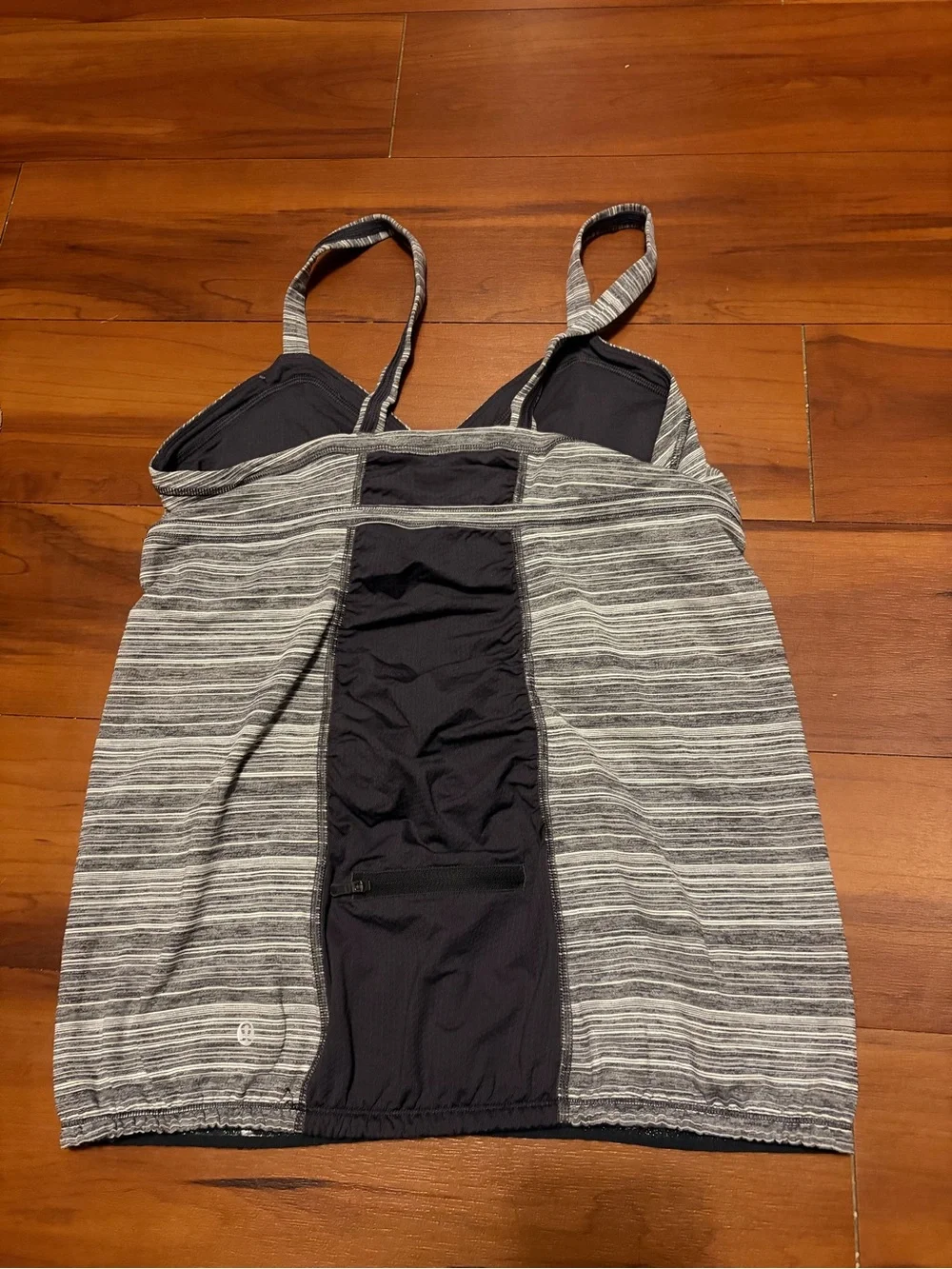 Lululemon Gray Striped Tank Top with Built-In Shelf Bra Sz 12